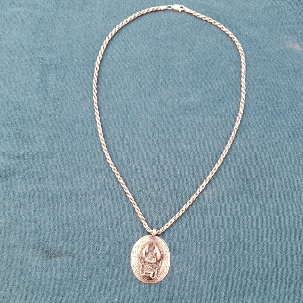 925 Silver Rope Chain With Ancient Dragon Pendant